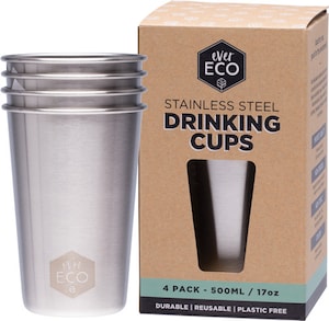Ever Eco Stainless Steel Drinking Cups 4 x 500ml