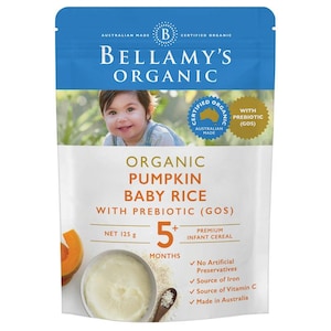 Bellamys Organic Pumpkin Baby Rice with Prebiotic 125g