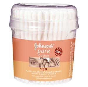 Johnsons Pure Cotton Bud Applicator with Paper Stick 150 Buds