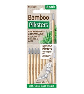 Piksters Bamboo Interdental Brush Size 2 White 8 Pack