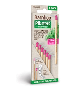 Piksters Bamboo Right Angle Intertendental Brush Size 00 Pink 6 Pack