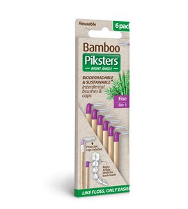 Piksters Bamboo Right Angle Intertendental Brush Size 1 Purple 6 Pack