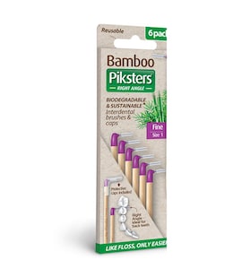 Piksters Bamboo Right Angle Intertendental Brush Size 1 Purple 6 Pack