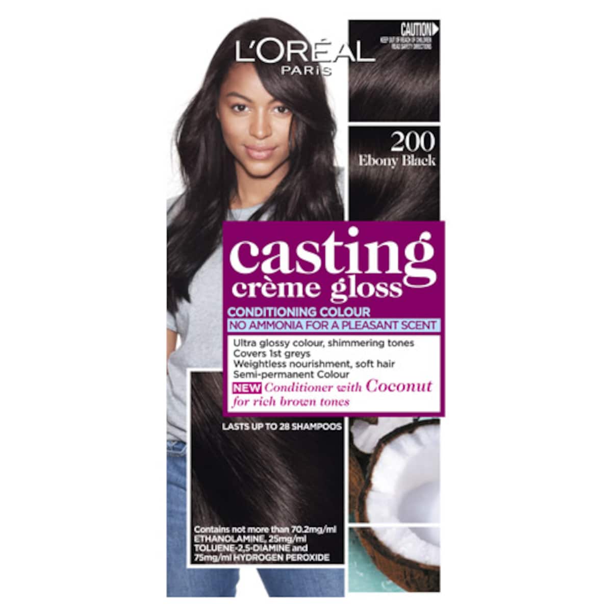 L'Oreal Casting Creme Gloss 200 Ebony Black Hair Colour