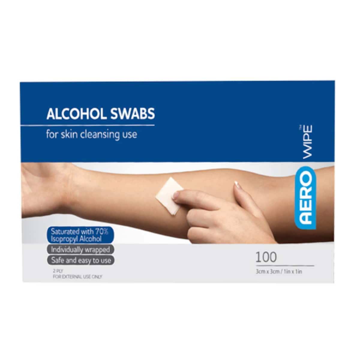 AeroWipe Alcohol Swabs 100 Wipes