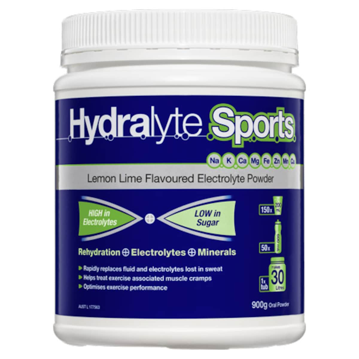 Hydralyte Sports Electrolyte Powder Lemon Lime  900g