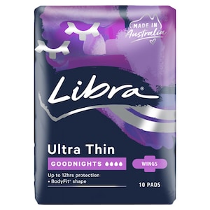 Libra Ultra Thin Goodnights Pads with Wings 10 Pack