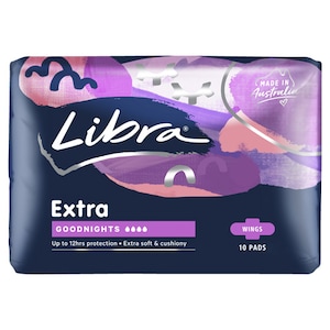 Libra Extra Goodnights Pads with Wings 10 Pack