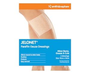 Jelonet Paraffin Gauze Dressings 10cm x 10cm 3 Pack by Smith & Nephew