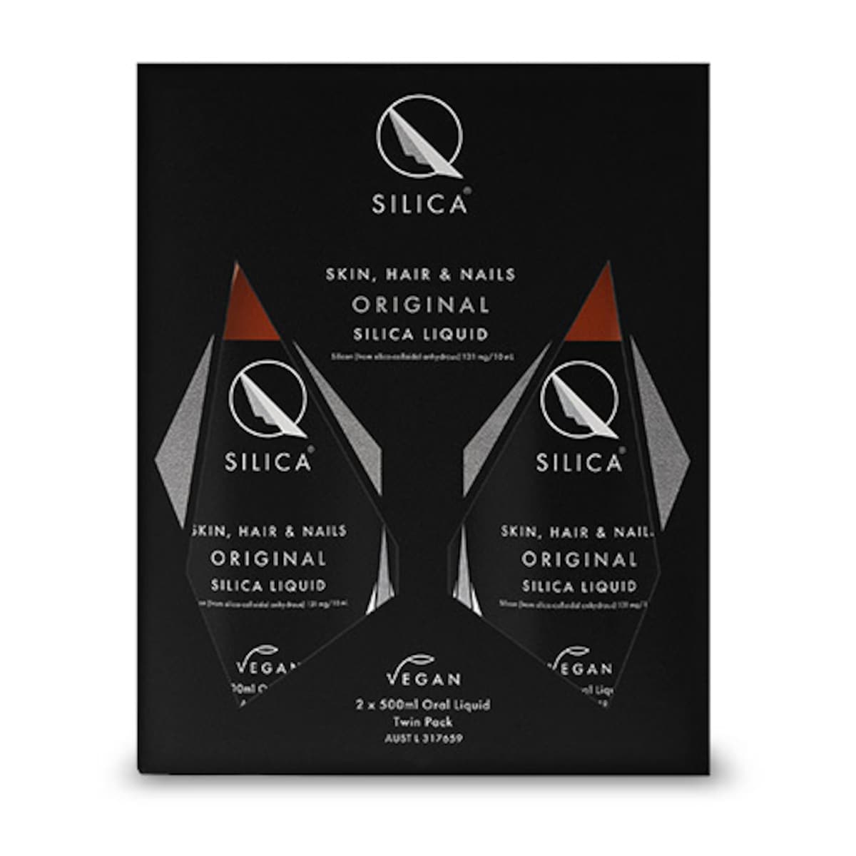 Qsilica Skin Hair & Nails Original Silica Liquid 500ml x 2 Pack