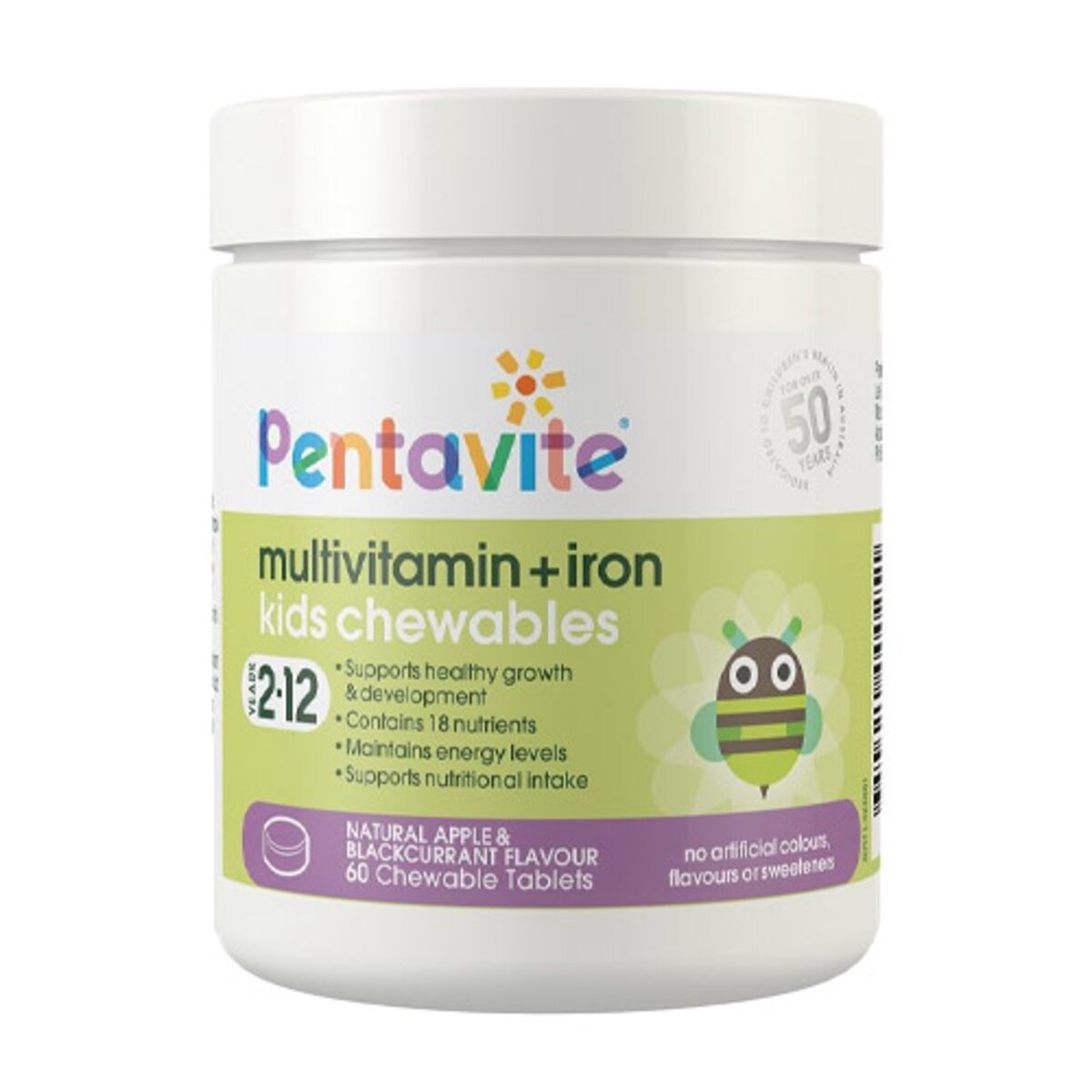 Pentavite Kids Multivitamin + Iron 60 Chewable Tablets