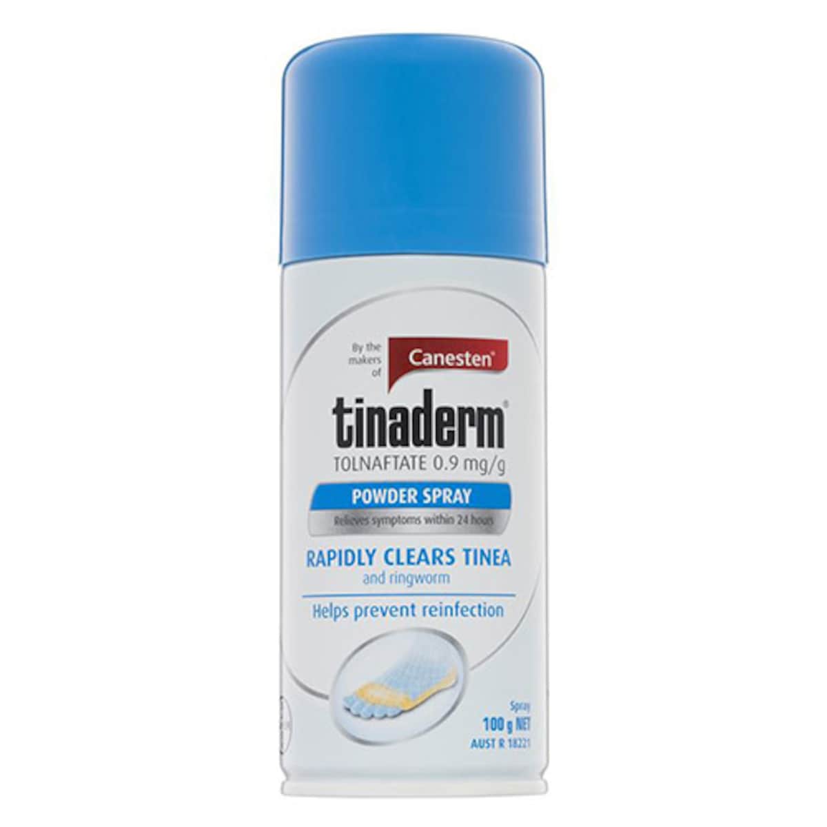 Canesten Tinaderm Powder Spray For Tinea & Ringworm 100g
