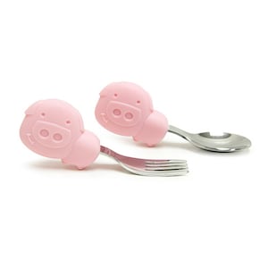 Marcus & Marcus Palm Grasp Fork & Spoon Set Pink