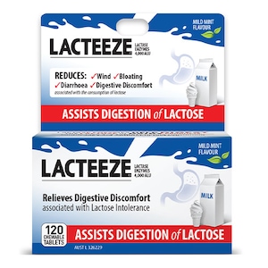 Lacteeze Mint Flavour 120 Chewable Tablets