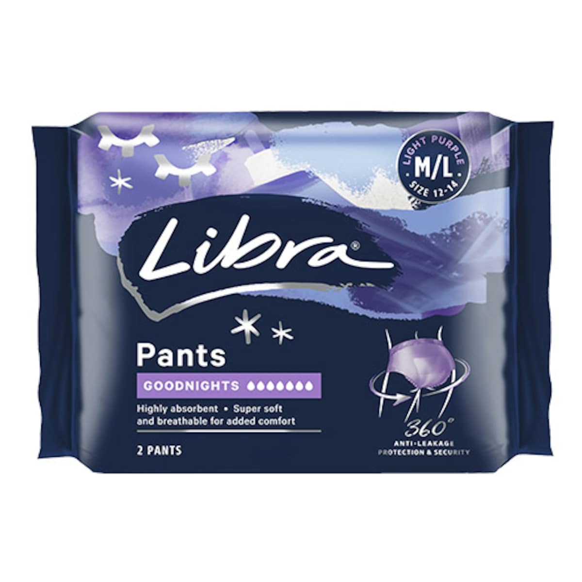 Libra Goodnights Pants Medium/Large 2 Pack