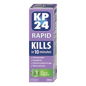 KP24 Rapid 10 Minute Head Lice Solution 150ml with Comb