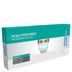 AeroMask Surgical Face Mask with Earloops Level 2 10 Pack