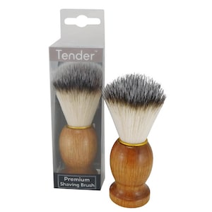 Tender Pure Bristle Wood Handle Premium Shave Brush Boxed