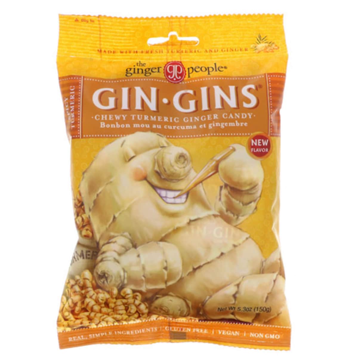 The Ginger People Gin Gins Ginger Candy Chewy Spicy Tumeric 150g