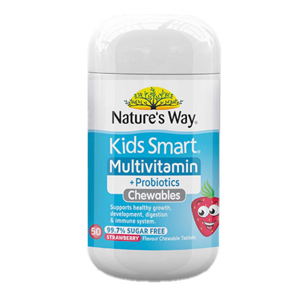 Natures Way Kids Smart MultiVitamin + Probiotic 99.7% Sugar Free 50 Tablets