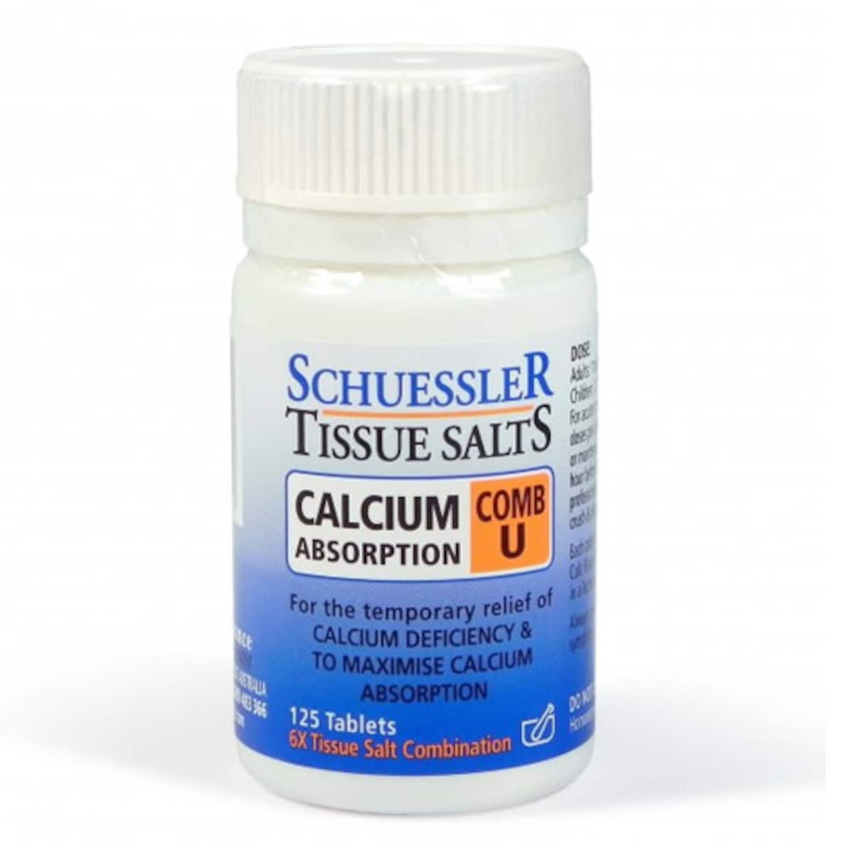 Schuessler Tissue Salts Comb U Calcium Absorption 125 Tablets | Healthylife Australia