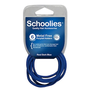 Schoolies #SC461 Metal Free Ponytail Holders Real Dark Blue 6 Pack
