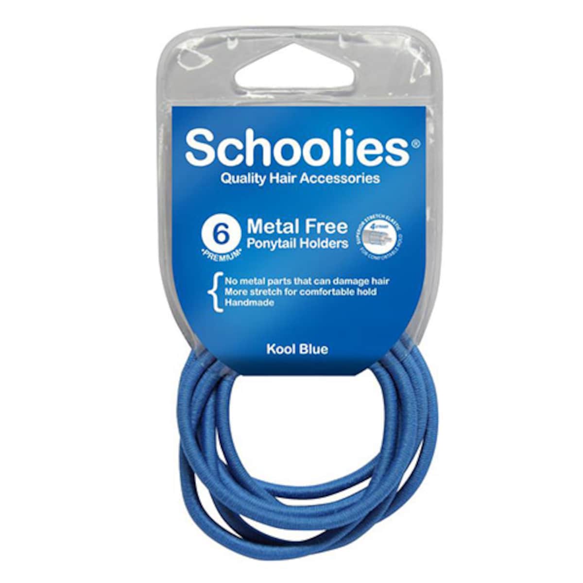Schoolies #SC462 Metal Free Ponytail Holders Kool Blue 6 Pack