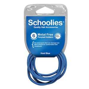 Schoolies #SC462 Metal Free Ponytail Holders Kool Blue 6 Pack