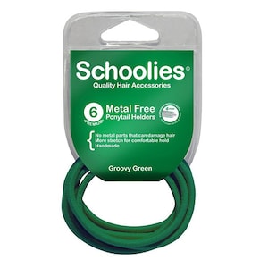 Schoolies #SC465 Metal Free Ponytail Holders Groovy Green 6 Pack