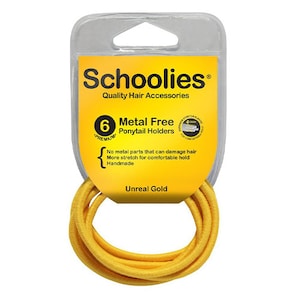 Schoolies #SC466 Metal Free Ponytail Holders Unreal Gold 6 Pack