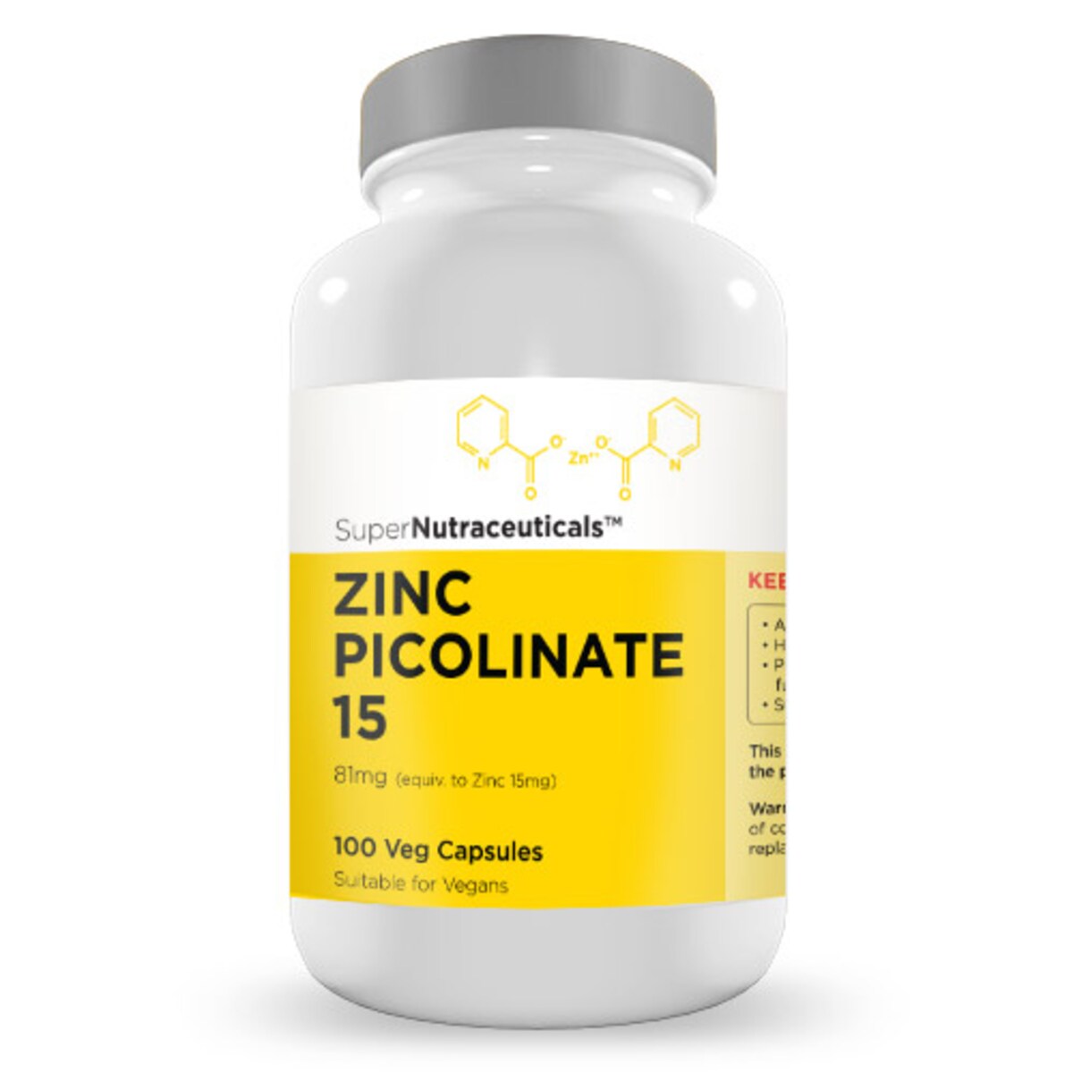 SuperNutraceuticals Zinc Picolinate 15mg Capsules 100 {Compounded}