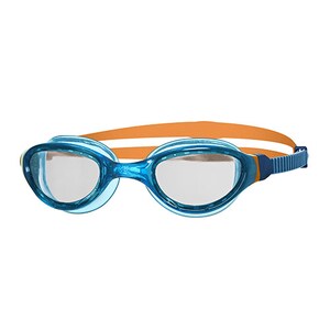 Zoggs Junior Phantom Swim Goggles Blue & Orange with Clear Lenses (6 to 14yrs)