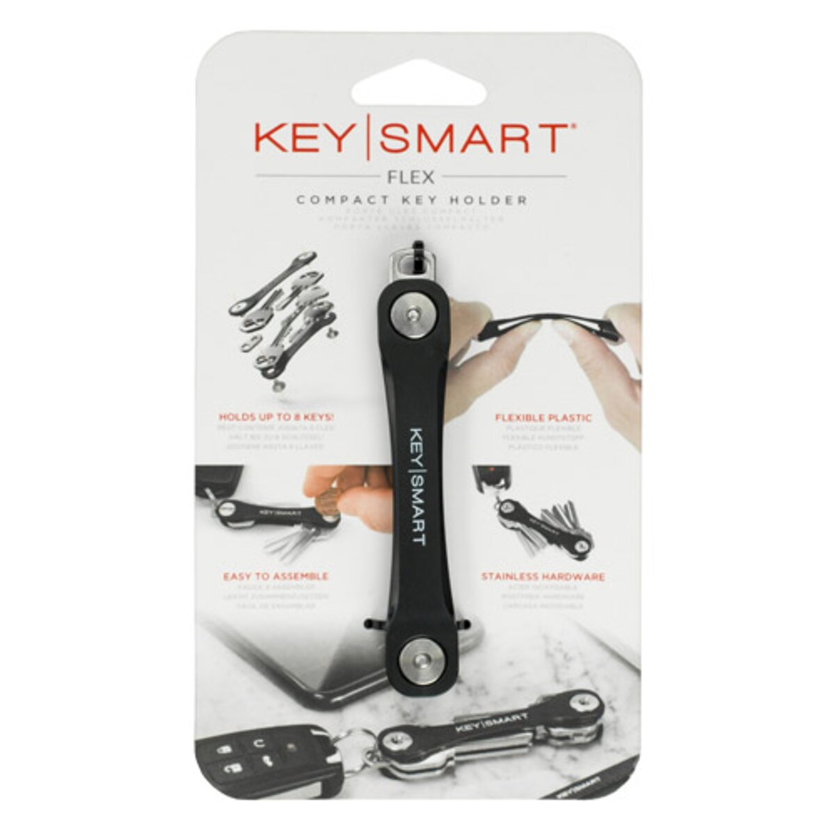 KeySmart Flex Key Holder Aluminium (Up to 8 Keys) Black