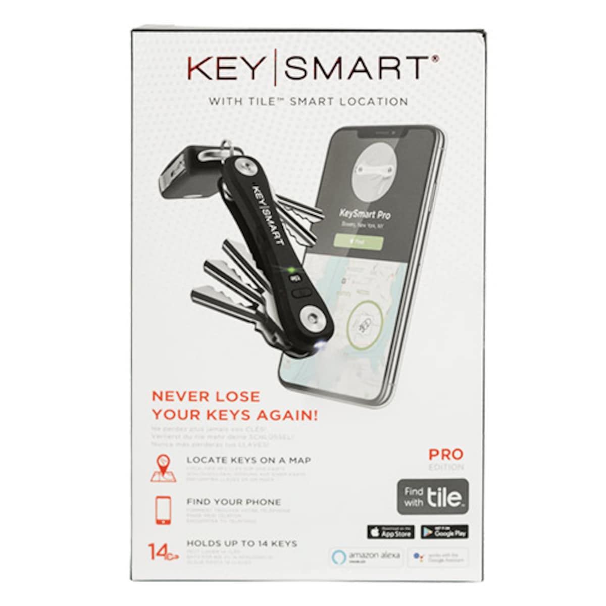 KeySmart Pro Tile Smart Location Tracking (up to 14 Keys) Black
