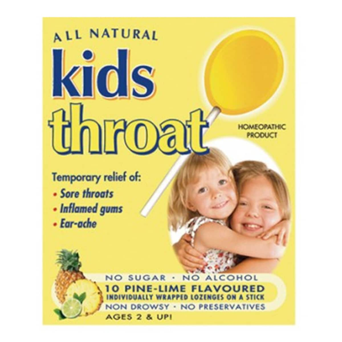 Key Sun Zinke Kids Throat Pine-Lime 10 Lozenges