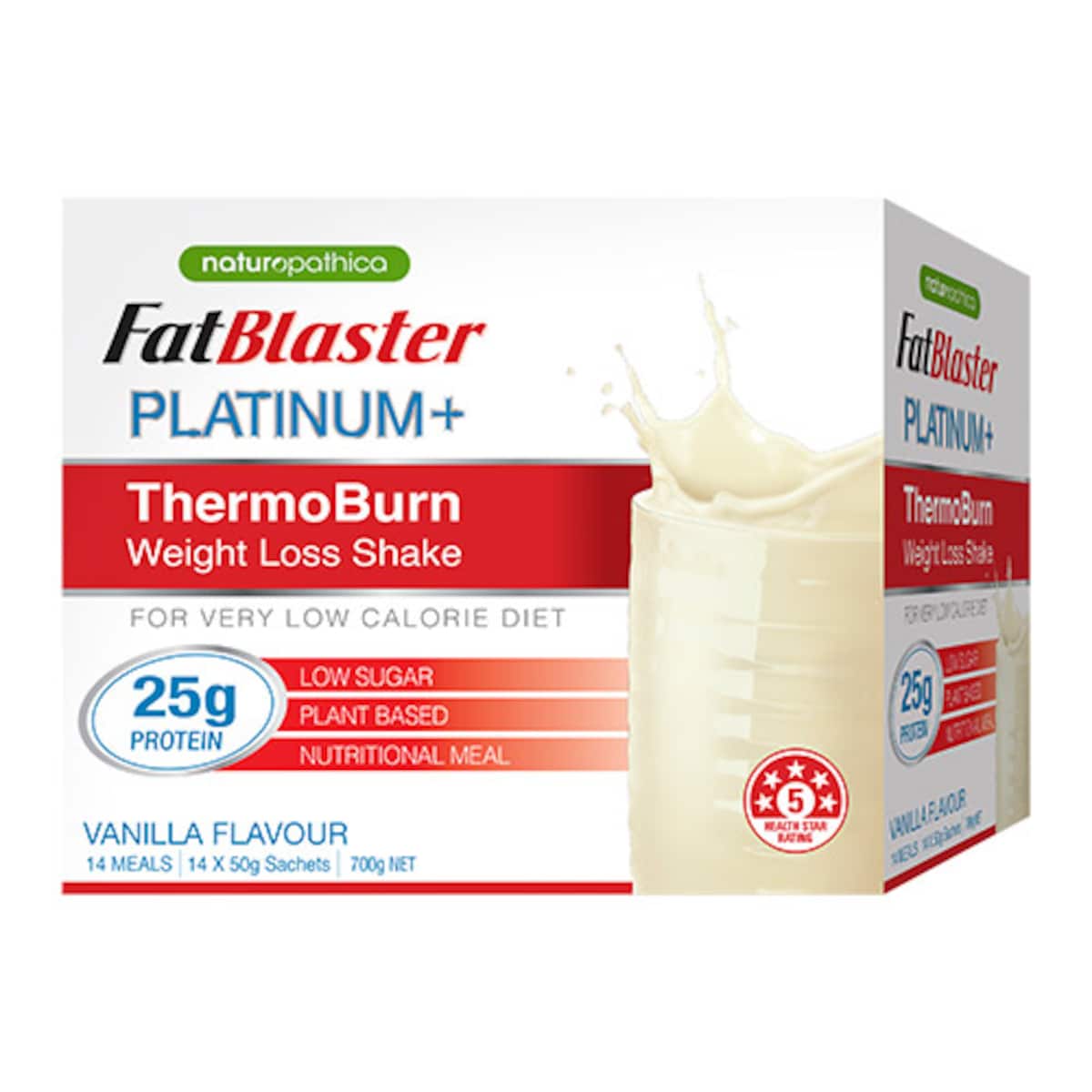 Naturopathica FatBlaster Platinum+ ThermoBurn Weight Loss Shake Vanilla 14 x 50g