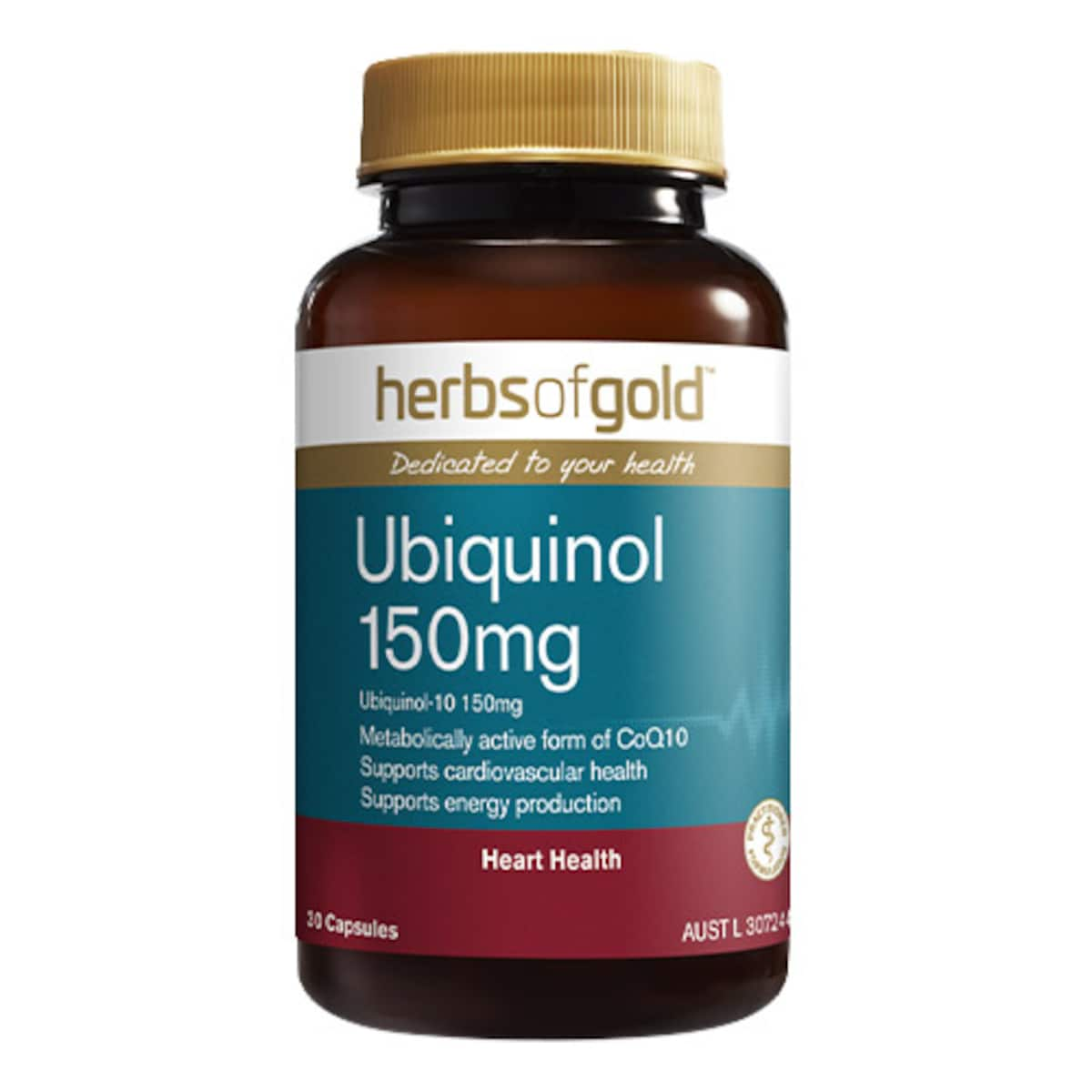 Herbs of Gold Ubiquinol 150mg 30 Capsules | Healthylife Australia