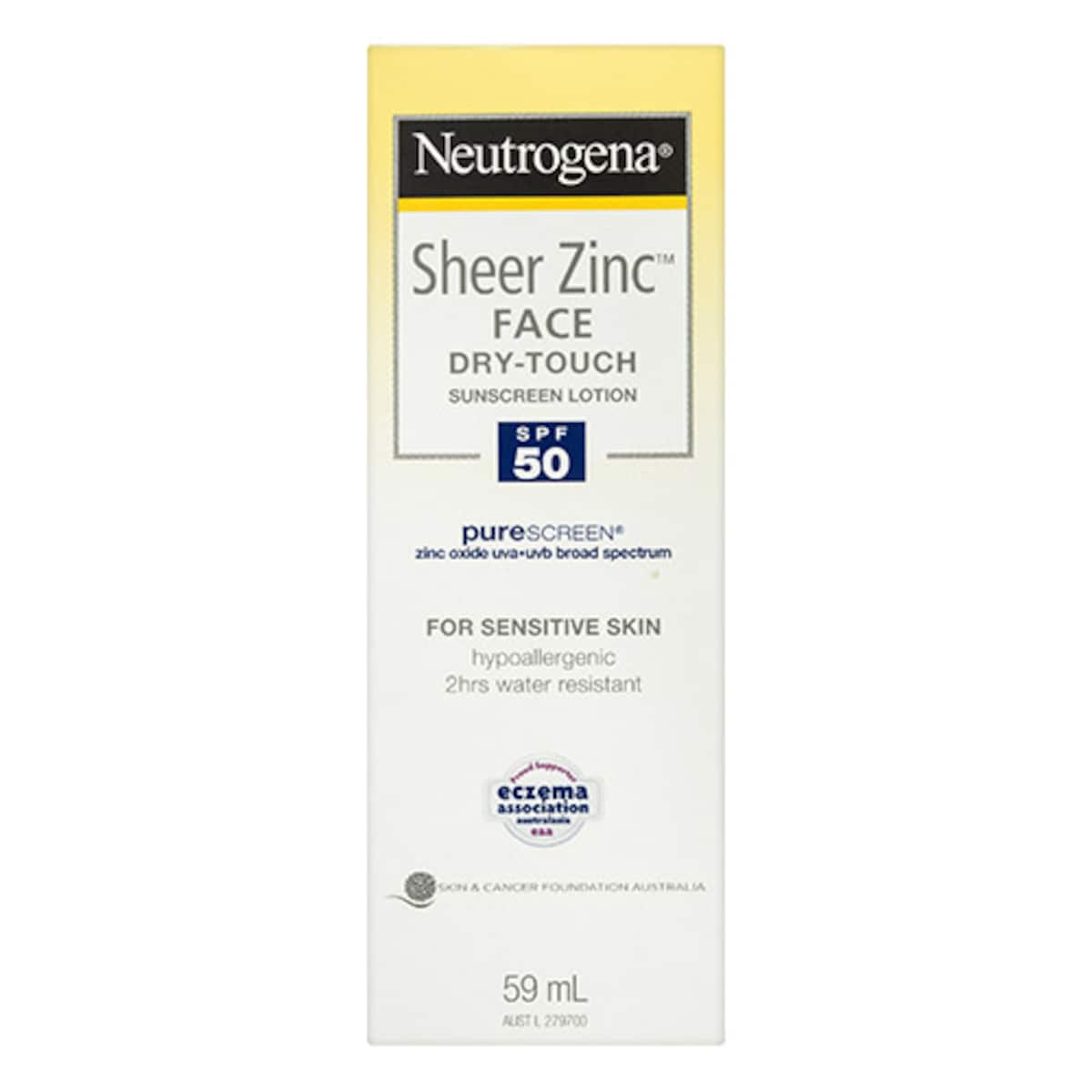 Neutrogena Sheer Zinc Face Sunscreen Lotion SPF50 59ml