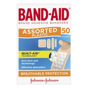 Band-Aid Plastic Strips Assorted Shapes 50 Pack