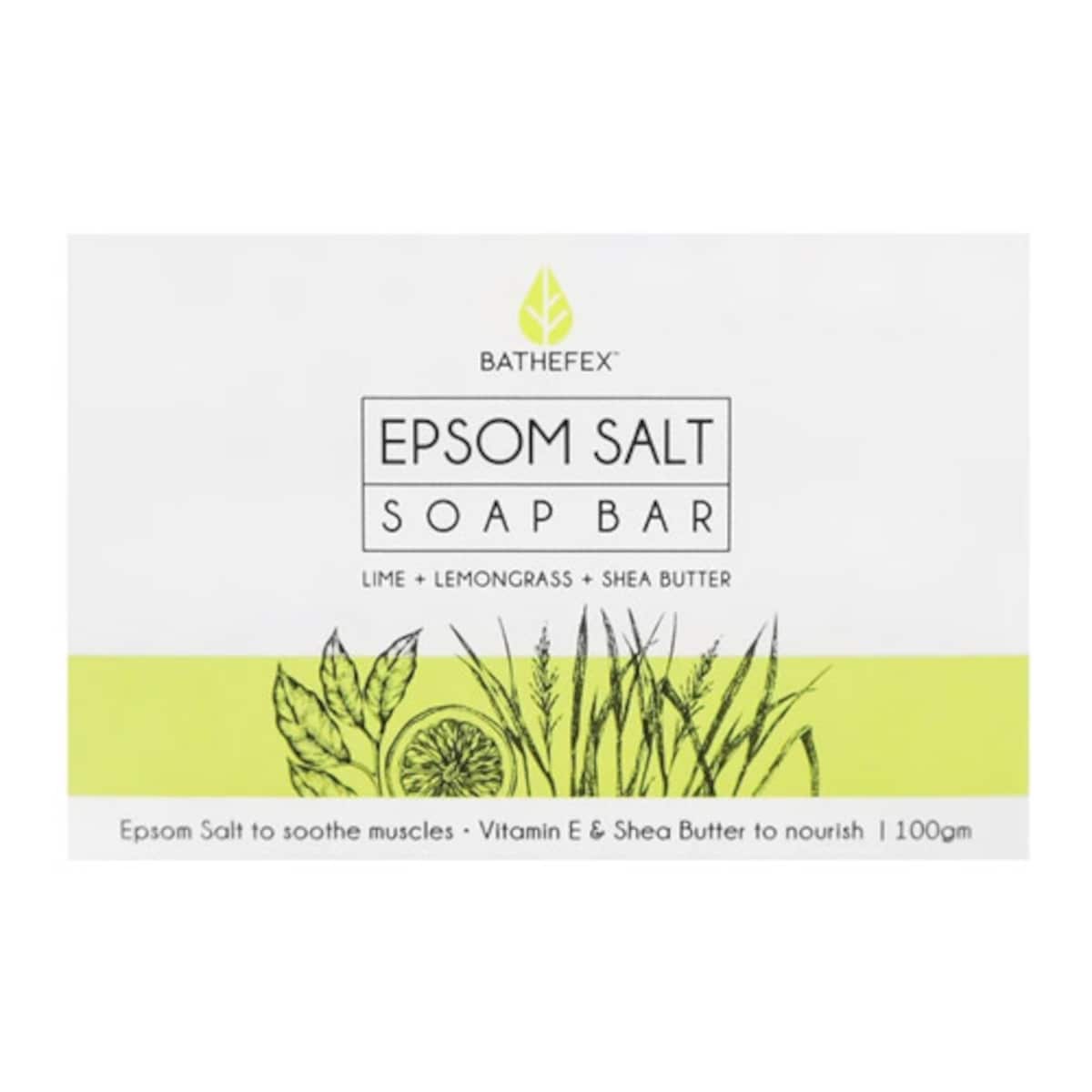 Bathefex Epsom Salt Soap Bar Lime & Lemongrass 1 Pack