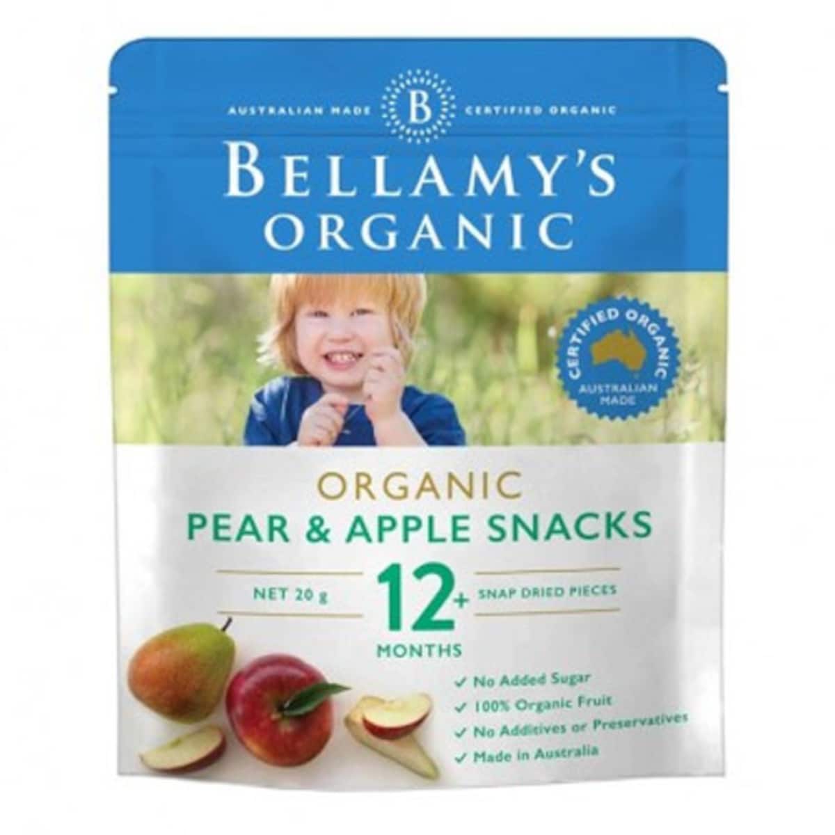 Bellamys Organic Pear & Apple Snacks 20g