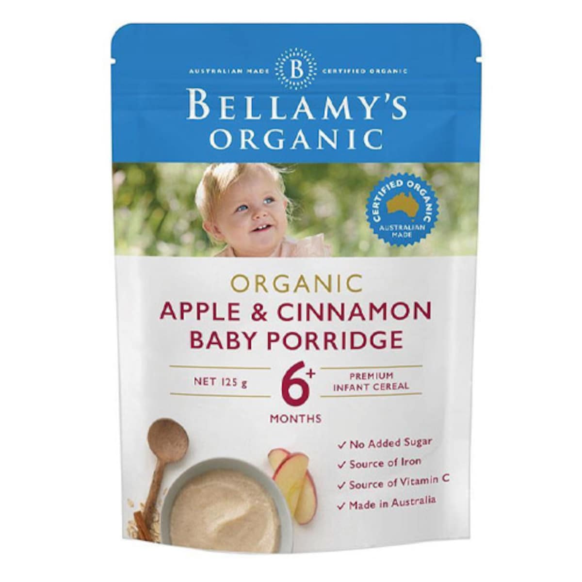 Bellamys Organic Apple & Cinnamon Baby Porridge 125g