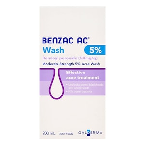 Benzac AC Moderate Strength 5.0% Acne Wash 200ml