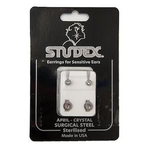 Studex Regular Birthstone April Silver Stud Earring 1 Pair