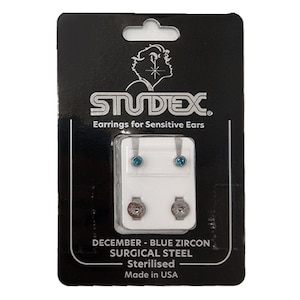 Studex Regular Birthstone December Silver Stud Earring 1 Pair