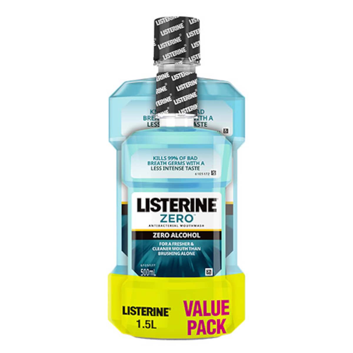 Listerine Zero Alcohol Antibacterial Mouthwash 1 Litre + 500ml Value Pack