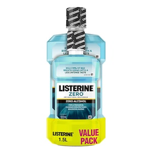 Listerine Zero Alcohol Antibacterial Mouthwash 1 Litre + 500ml Value Pack