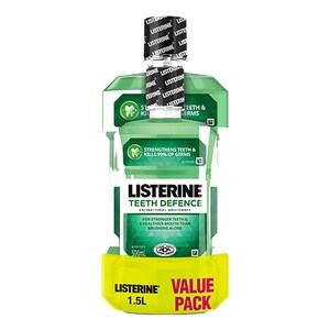 Listerine Teeth Defence Antibacterial Mouthwash 1 Litre + 500ml Value Pack