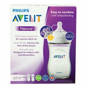 Avent Natural Baby Feeding Bottle Clear BPA Free 2 x 260ml