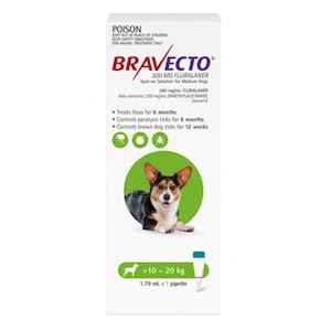 Bravecto Spot-On for Medium Dog 10 - 20kg 1 Pack (Green)